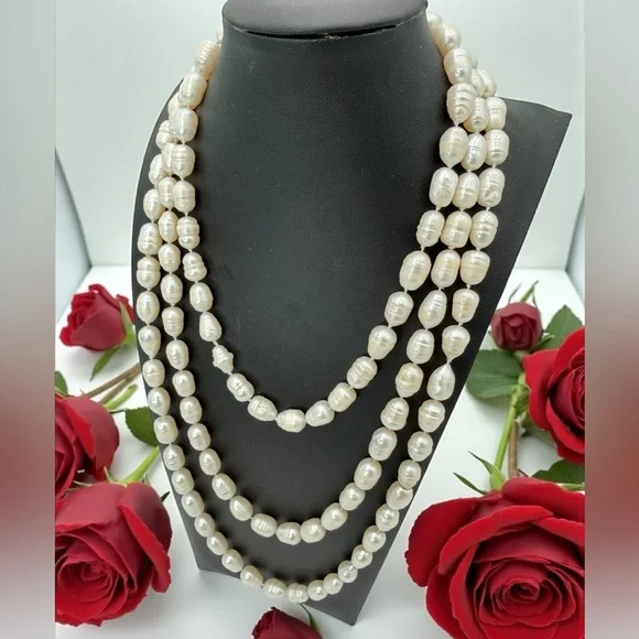 64” Genuine Baroque Pearl Opera Necklace 160g Cream Ivory Statement Piece - Picture 1 of 17